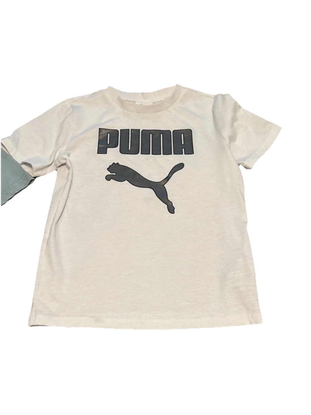 (2) PUMA boys T-shirts & Athletic Shorts Sets Big Logo Sage White Black Size 7 - Picture 6 of 16